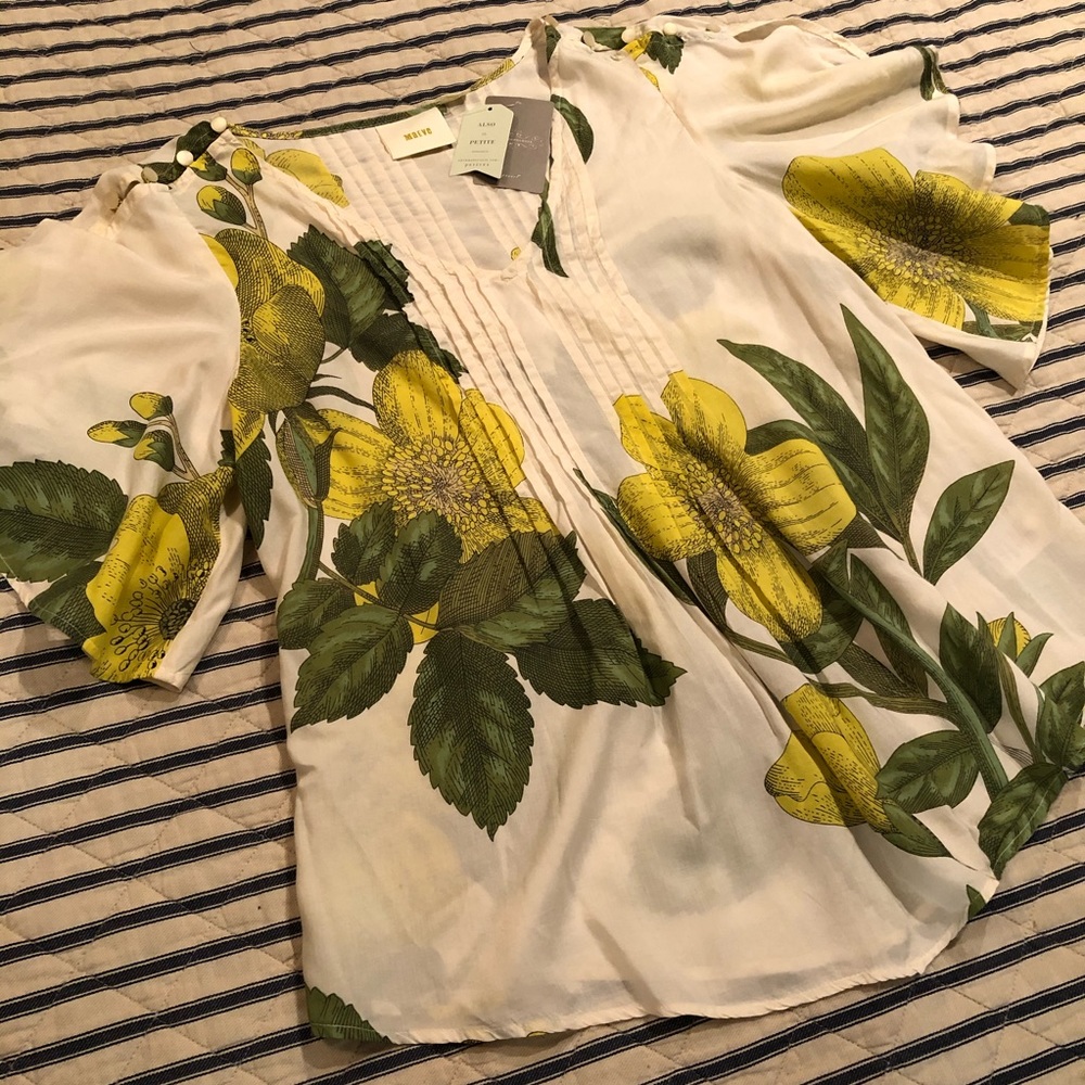 Maeve Anthropologie Blouse NWT Floral Flutter
